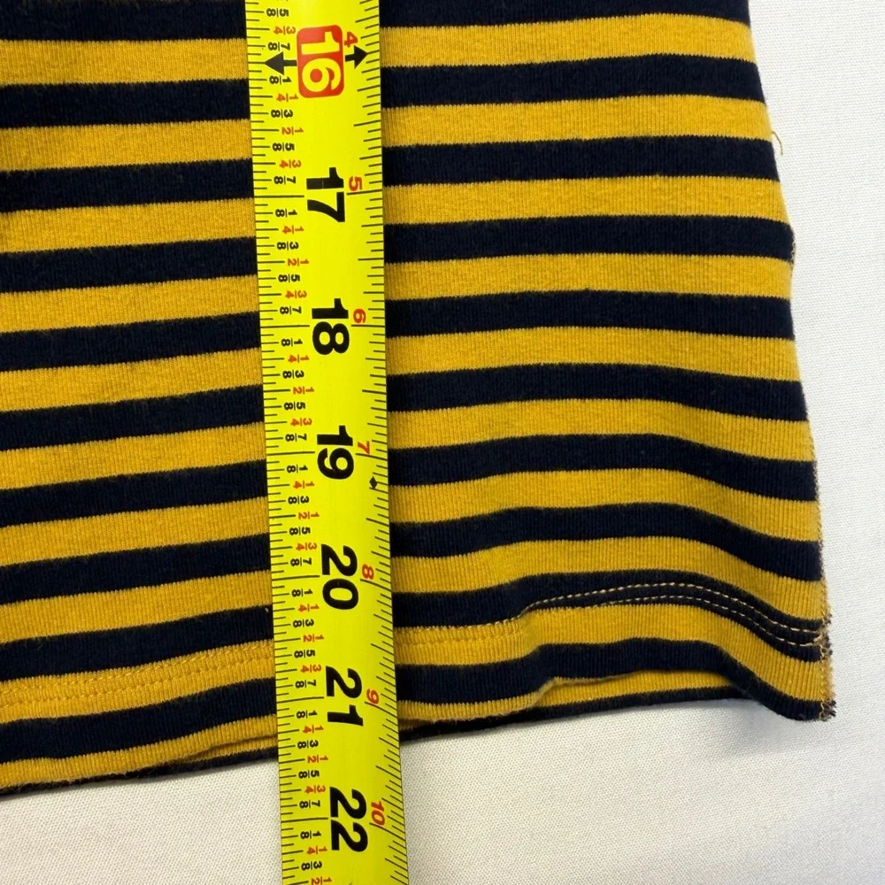 J McLaughlin Striped Knit Top Womens Small Yellow Navy Breton Boat Neck Preppy - Picture 8 of 8